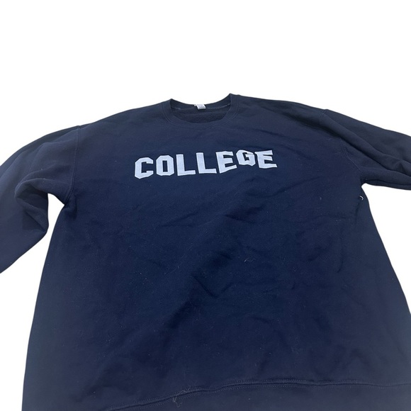 College Crewneck Sweatshirt | Animal House College Sweater Large - Navy Blue - Picture 5 of 5